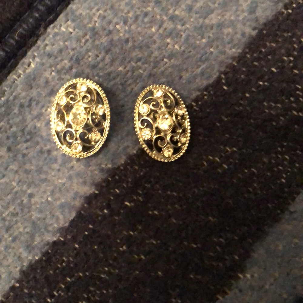 1928 silver filigree crystal earrings